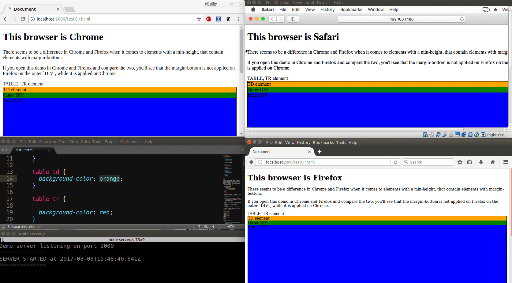 Animation on 3 browser reloading the same time