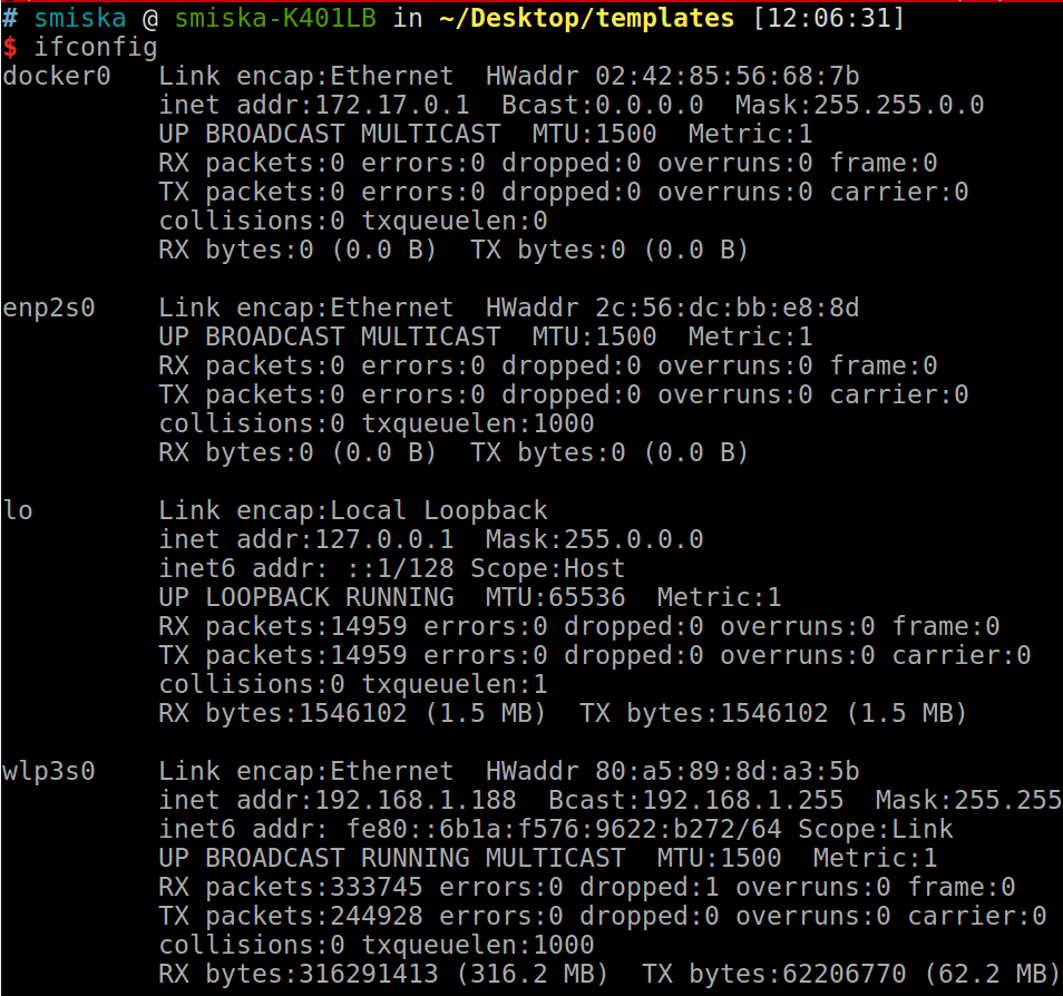 host machine ip from terminal